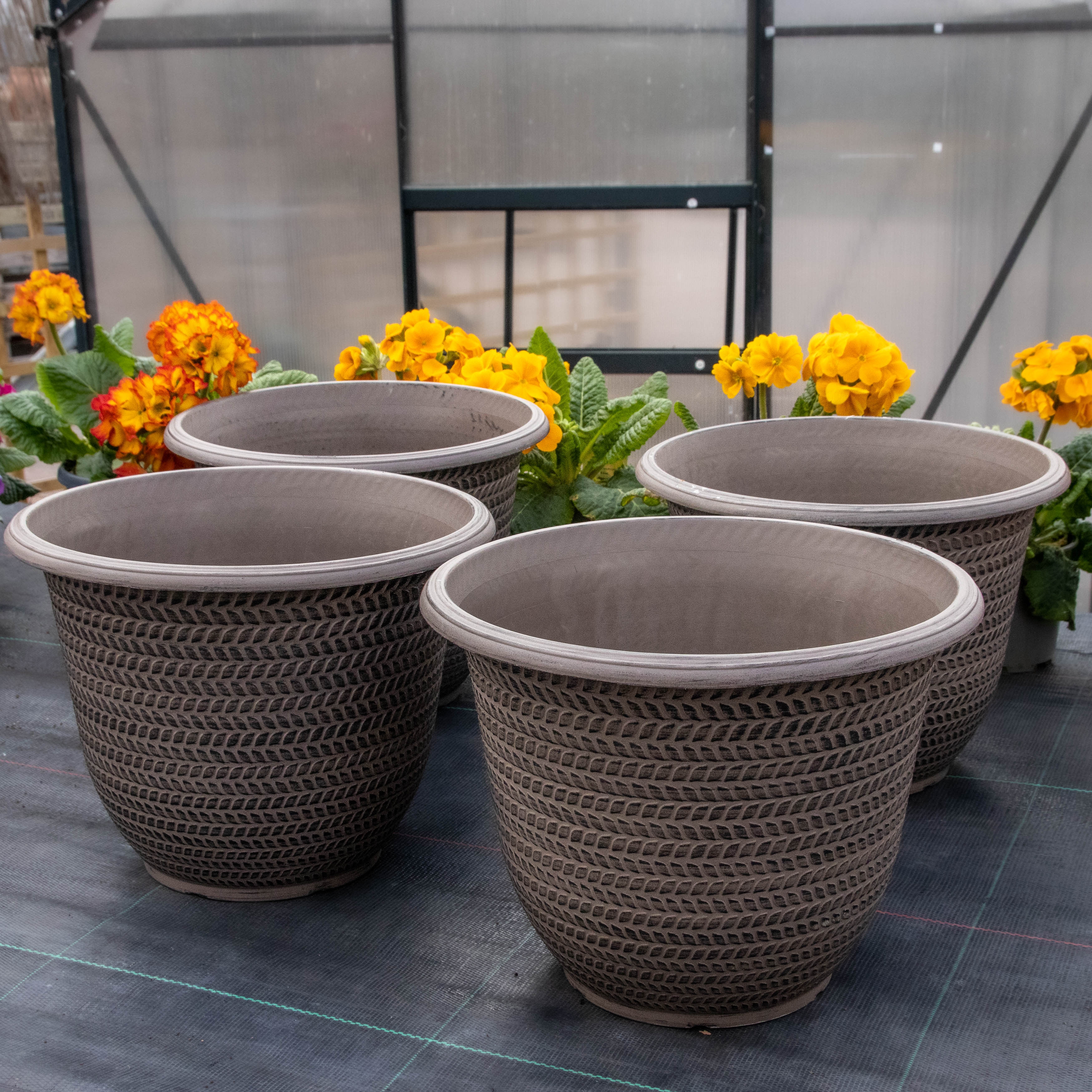Pack Of Four - Large Shaded Taupe Planter (30cm)