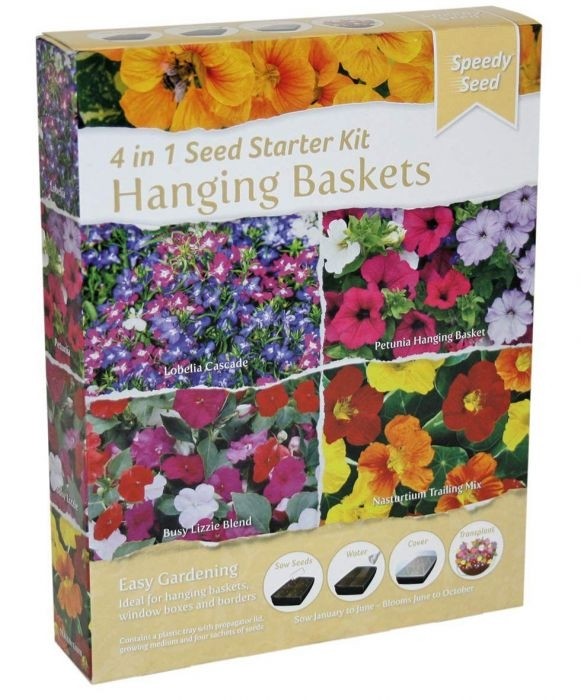 Grow your own Flowers for Hanging Baskets 4 in 1 Seed Starter Kit