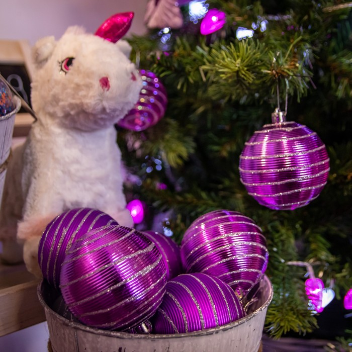 Christmas Tree Decorations Assorted Purple Baubles Pack of 12