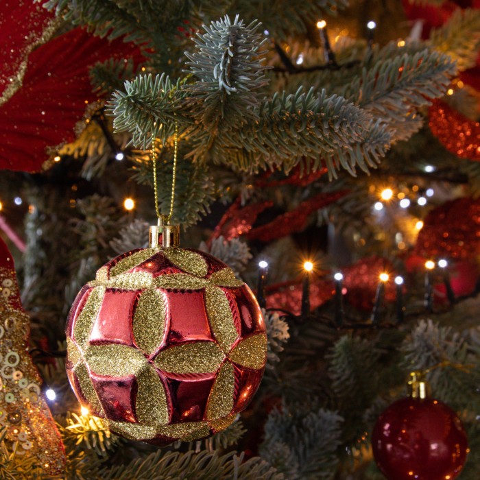 Christmas Tree Decorations Assorted Gold and Red Glitter Baubles