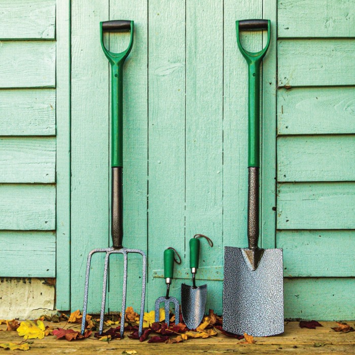 Green & Grey Carbon Steel 7Piece Garden Tool Set Essential Garden Tools Bundle