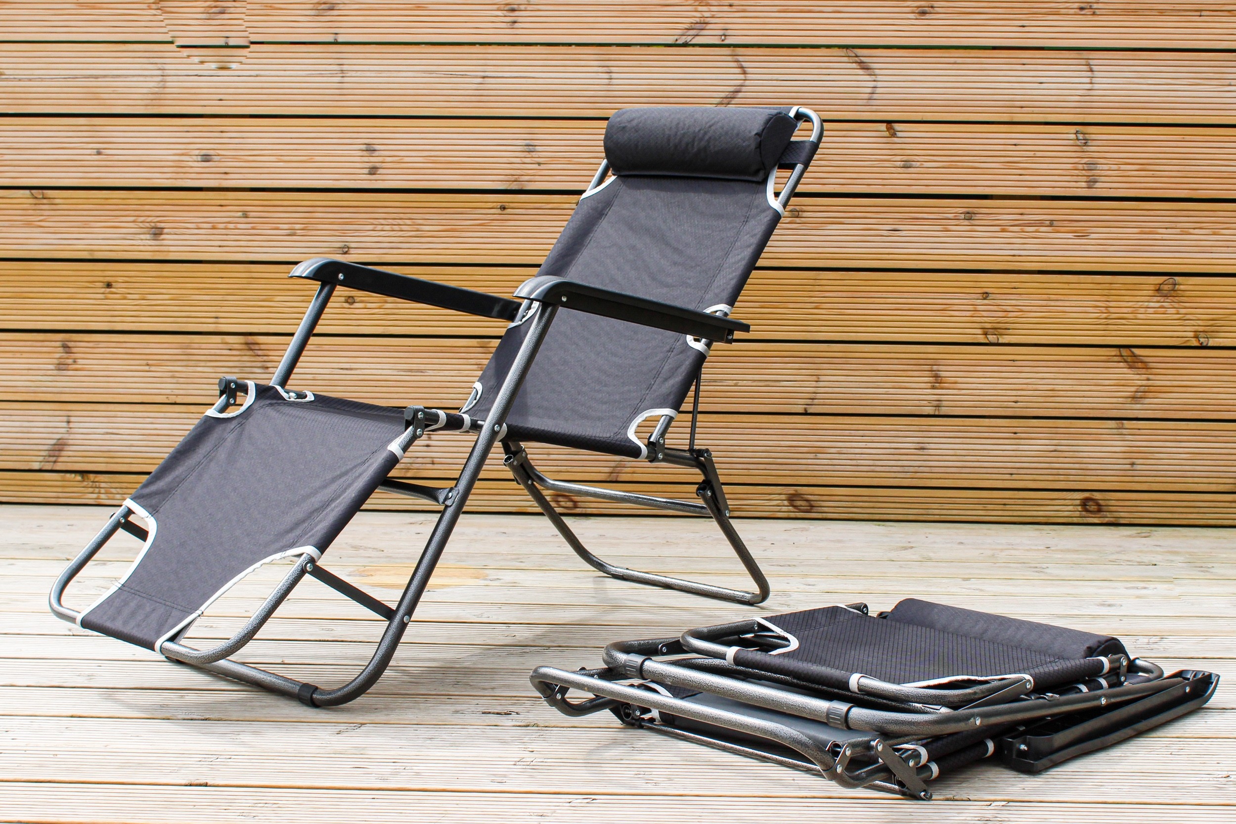 Pair of 2in1 Garden Reclining Sun Loungers / Chairs