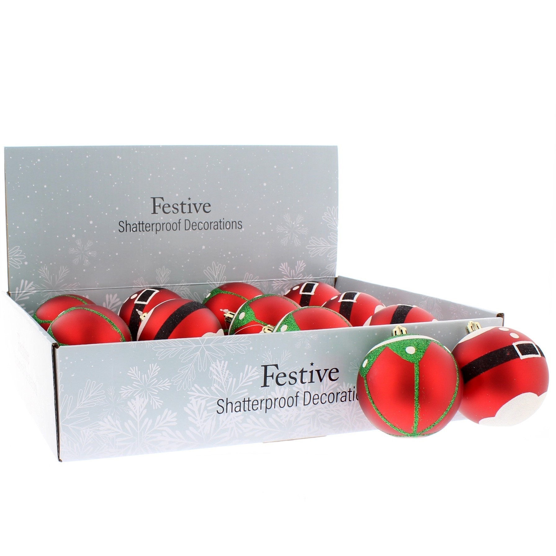 Christmas Tree Decorations Assorted Red Santa and Elf Design Baubles