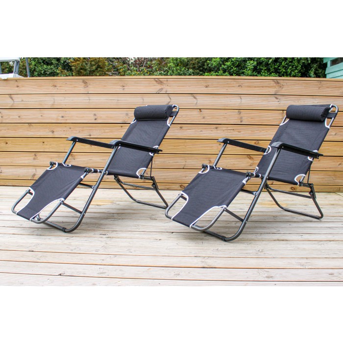 Pair of 2in1 Garden Reclining Sun Loungers / Chairs