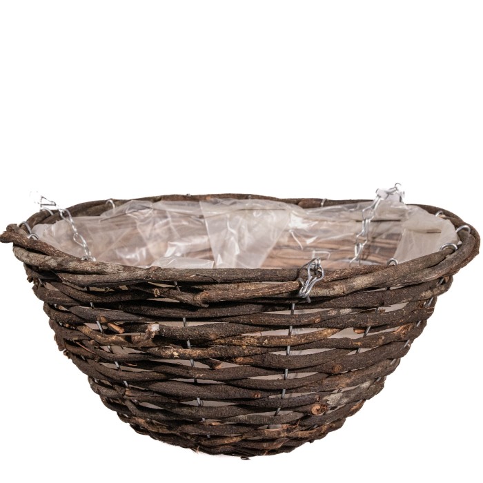 Brown Rattan Hanging Basket Pack of Two Large (35cm)