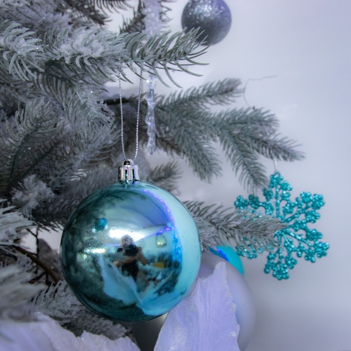 Christmas Tree Decorations Assorted Duck Egg Blue Baubles Pack of 24