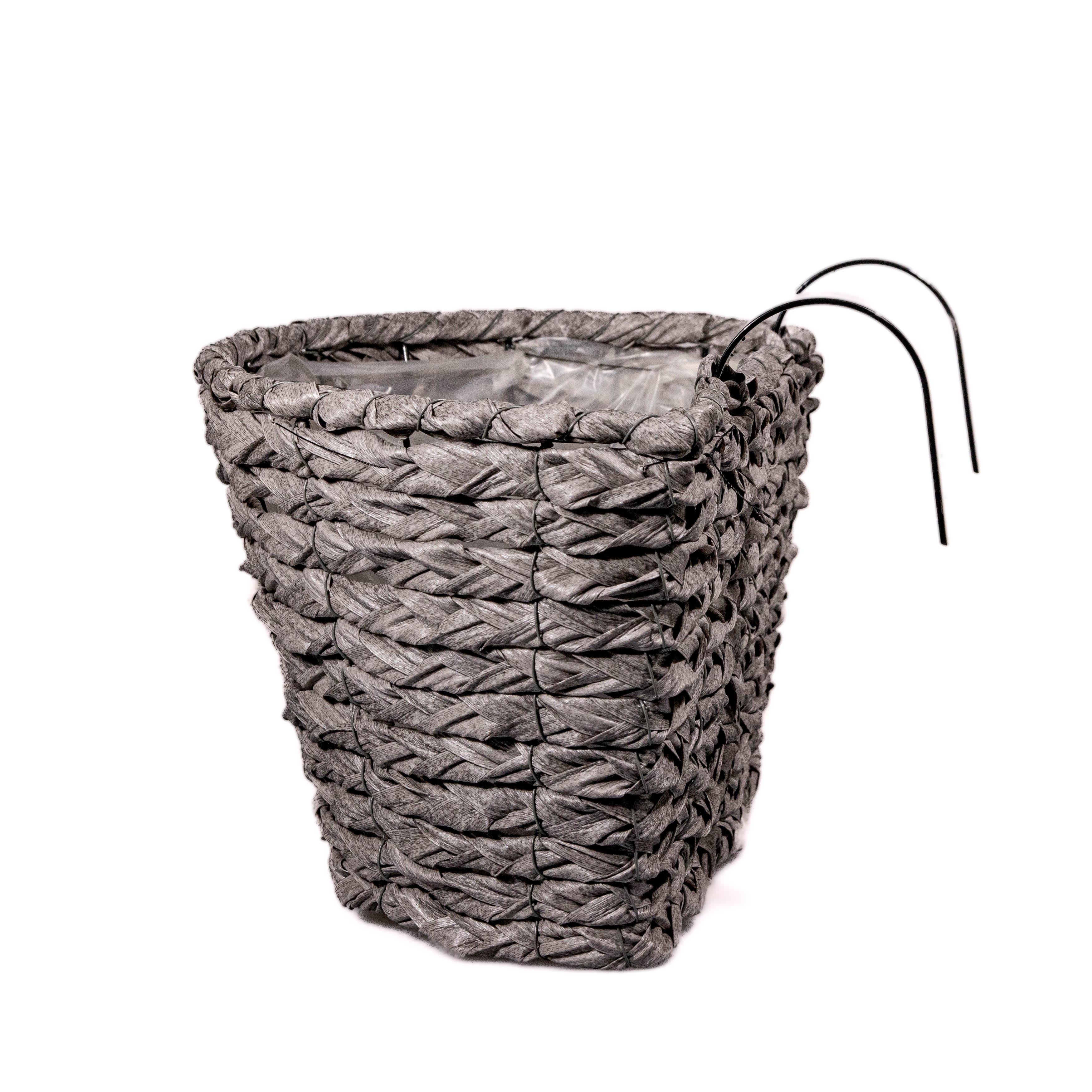 Hanging Rustic Wall Basket ALL WEATHER Grey (35cm)