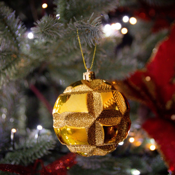 Christmas Tree Decorations Assorted Gold and Red Glitter Baubles