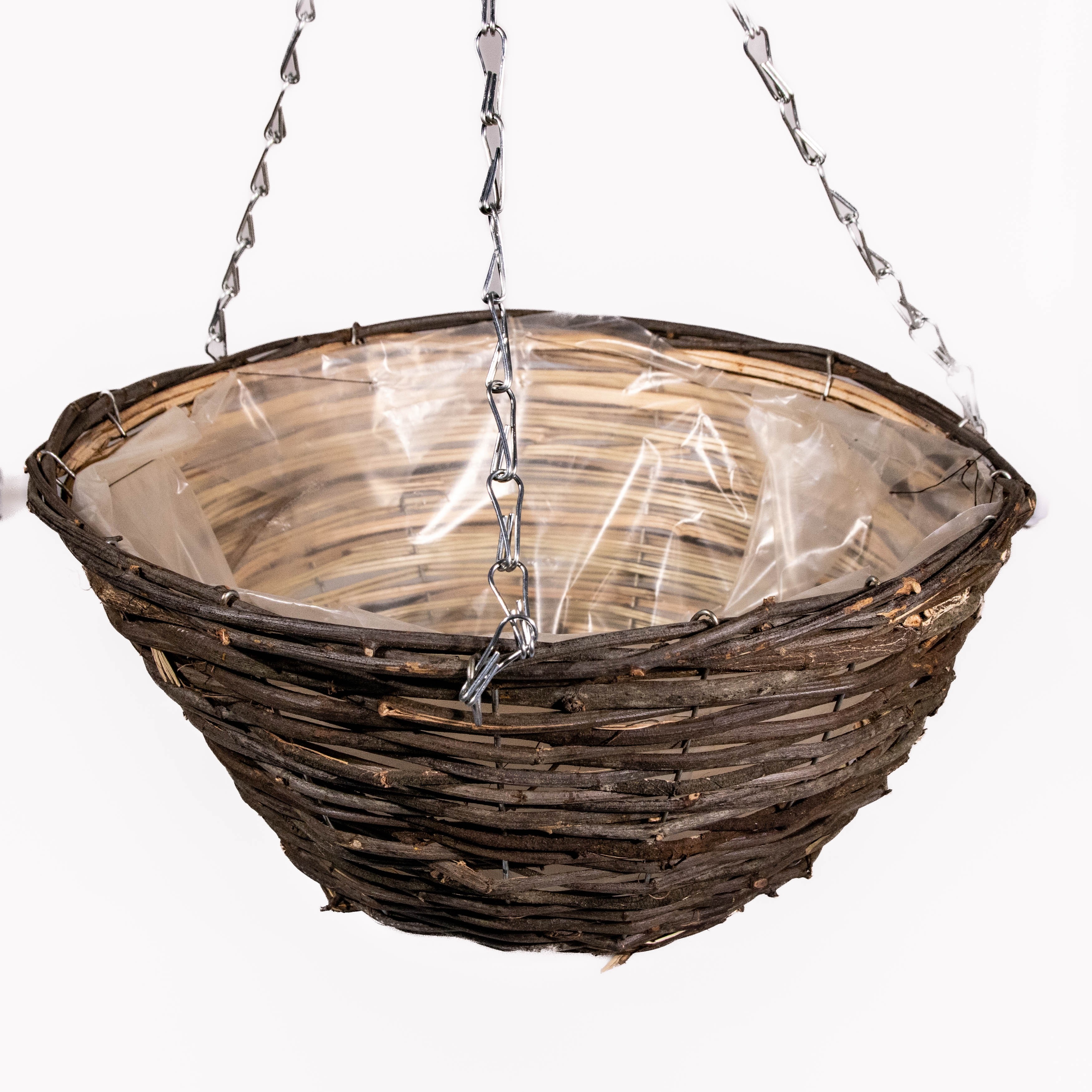 Brown Rattan Hanging Basket Pack of Two Medium (30cm)