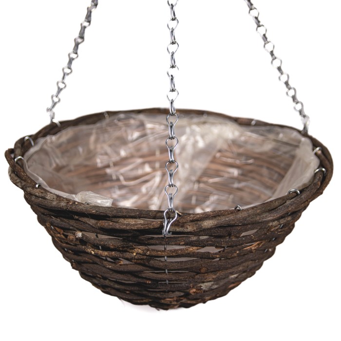 Brown Rattan Hanging Basket Pack of Two Large (35cm)