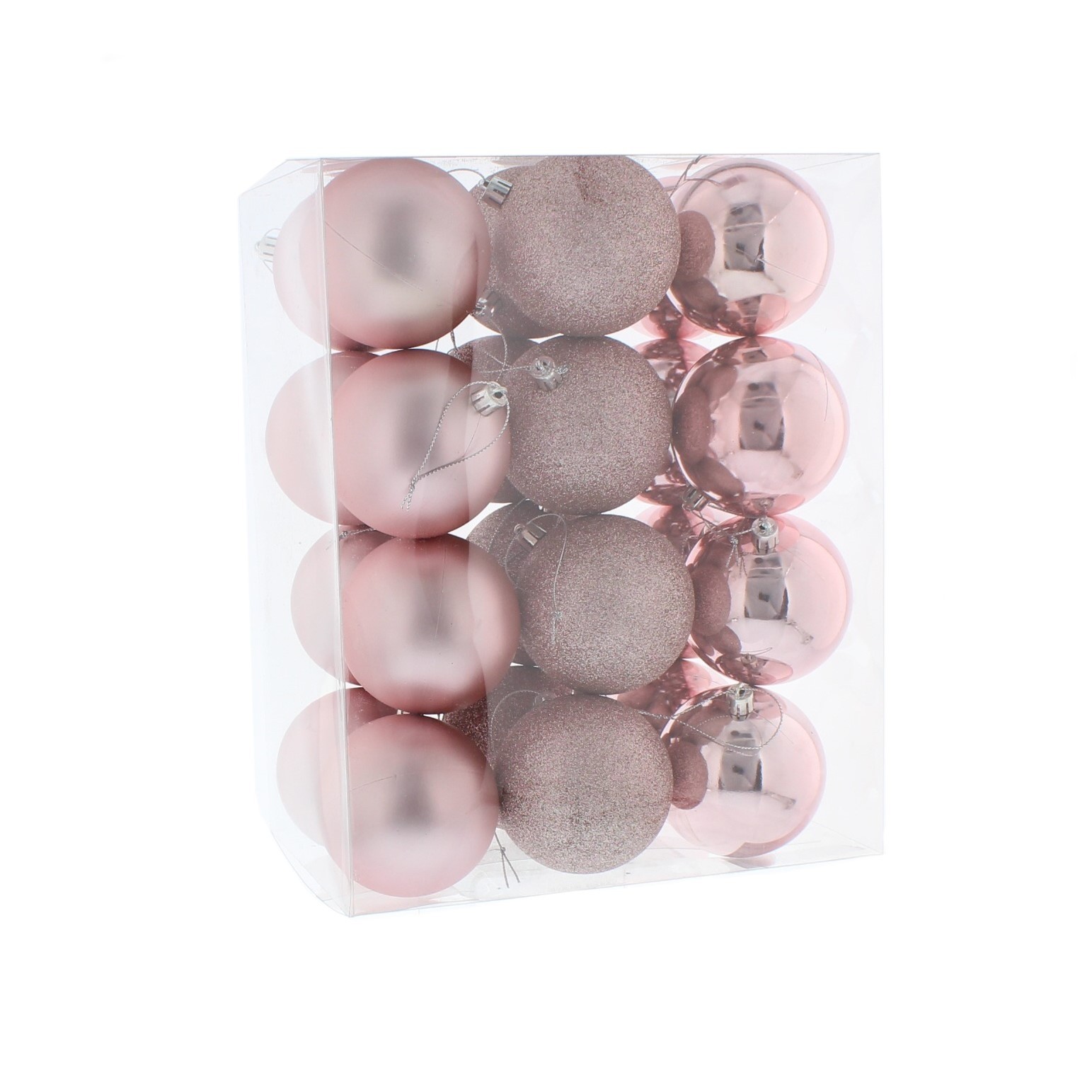 Christmas Tree Decorations Assorted Light Pink Baubles Pack of 24