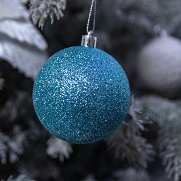 Christmas Tree Decorations Assorted Duck Egg Blue Baubles Pack of 24