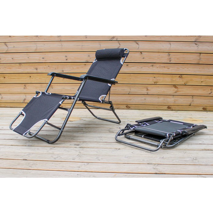 Pair of 2in1 Garden Reclining Sun Loungers / Chairs